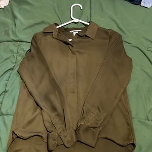 Olive green button down